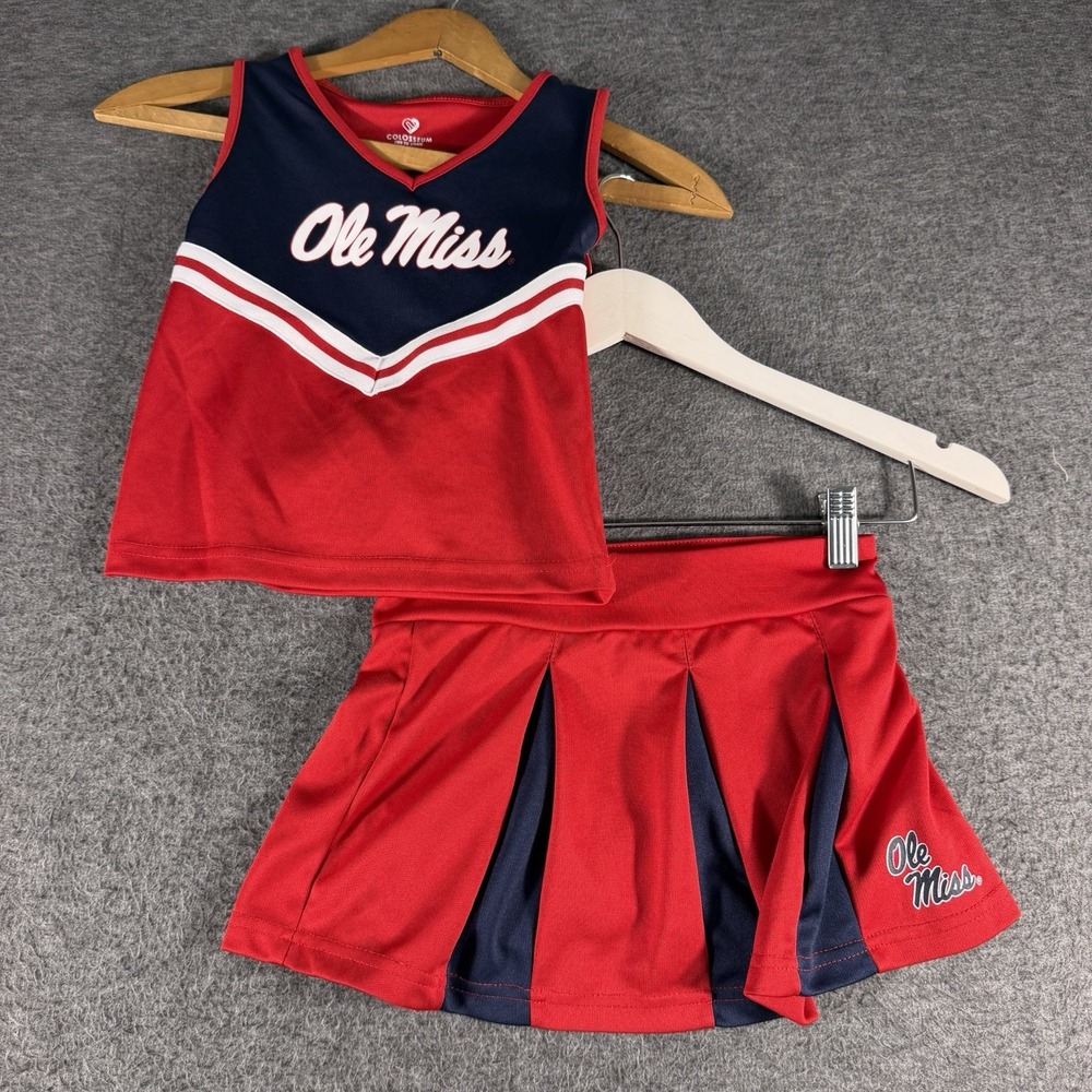 Ole Miss Rebels Red Girls Cheerleading Uniform Set Top 6 Bottom 5T Colosseum